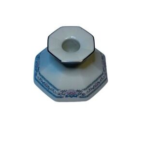 Single Vtg Lenox Charleston Octagonal Taper Candlestick Holder Platinum Trim USA